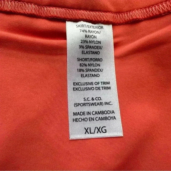 S.C. & CO. Activewear Skort Peach/Red/White Side Splits Pockets Women’s XL New - Picture 7 of 10